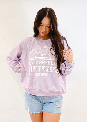 Recycled Karma Sun Records X Elvis Presley King Of Rock Sweatshirt | Lilac