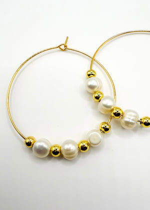 Haute Mess Pearl And Beaded Hoop