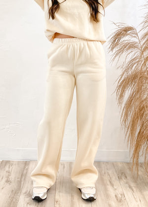 Cutest In Bows Wide Leg Sweatpant | Cream