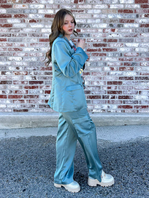 Lucca Iris Blazer | Satin Teal