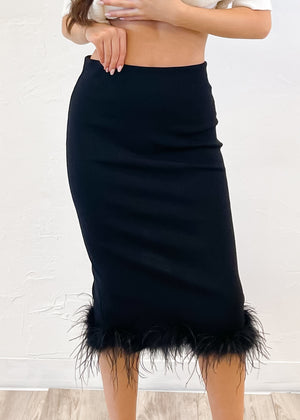 Lucy Paris Jamila Feather Skirt | Black