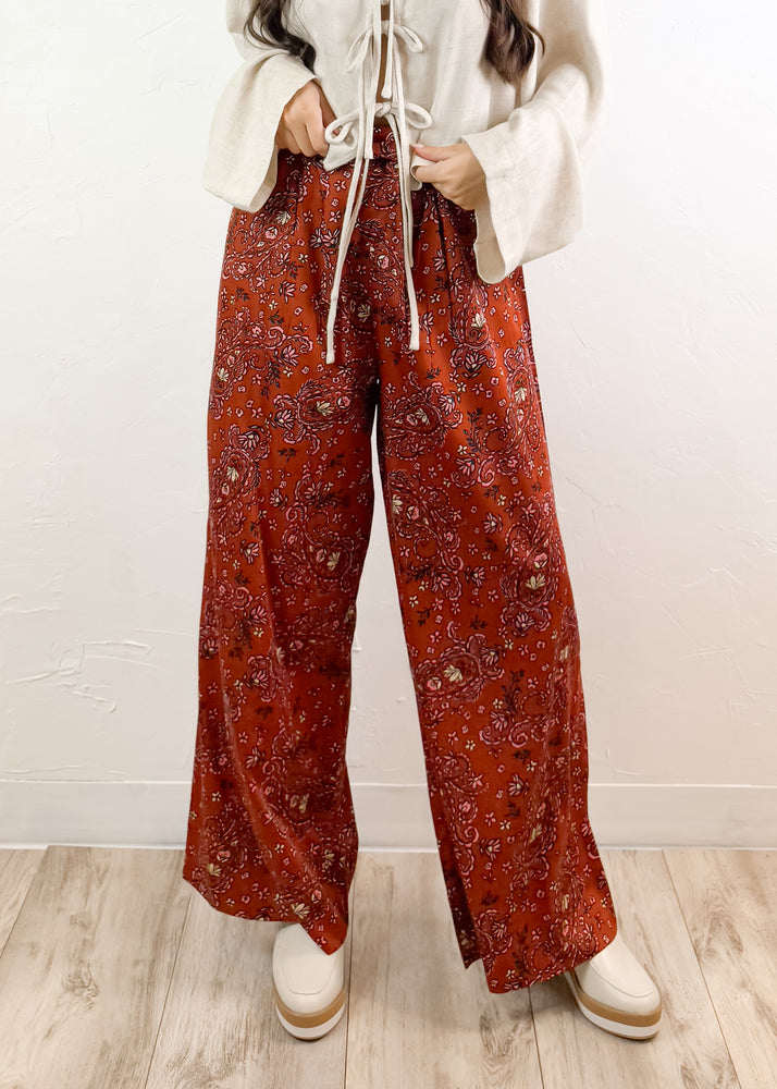 All The Vibes Flowy Floral Pants | Baked Clay