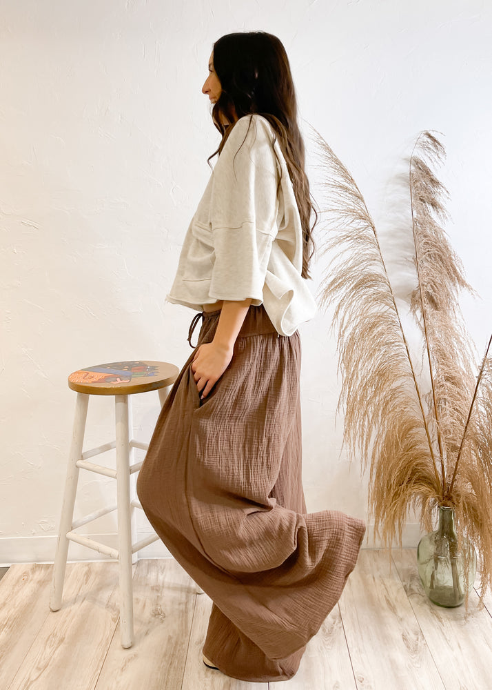 A Shot Of Espresso Wide Leg Gauze Pant | Brown