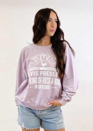 Recycled Karma Sun Records X Elvis Presley King Of Rock Sweatshirt | Lilac