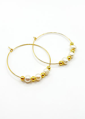 Haute Mess Pearl And Beaded Hoop