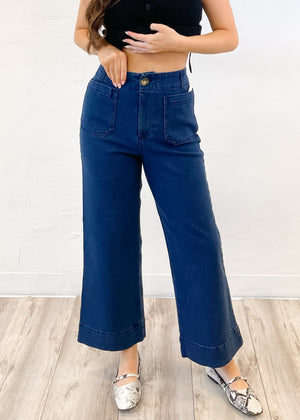 Velvet Heart Alyx Cropped Wide Leg Pant | Dark Blue