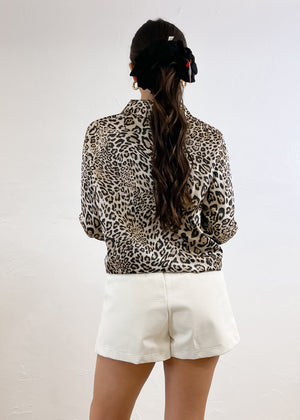 Miss Extra Satin Button Up Blouse | Leopard