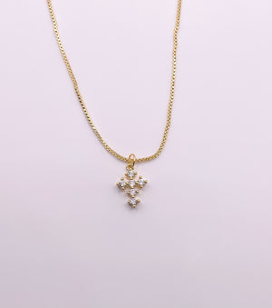 Haute Mess Jewelry Gold Rhinestone Cross Necklace