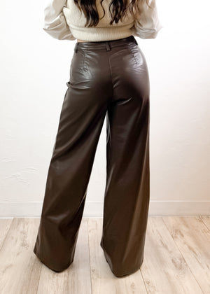 Lucy Paris Adler Faux Leather Pant | Dark Brown