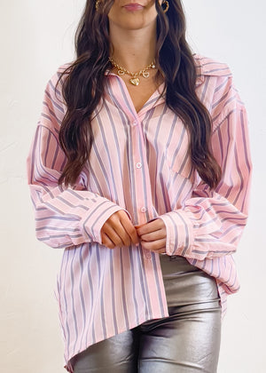 Barbie Mable Stripe Button Up | Pink