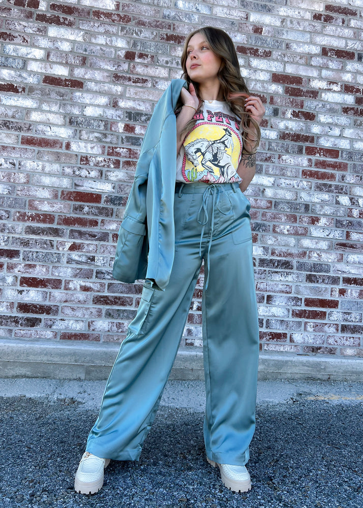 Lucca Iris Pant | Satin Teal