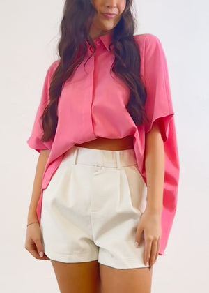 The Kamree Oversized Button Up Top | Pink