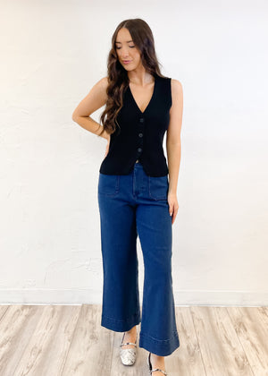 Velvet Heart Alyx Cropped Wide Leg Pant | Dark Blue