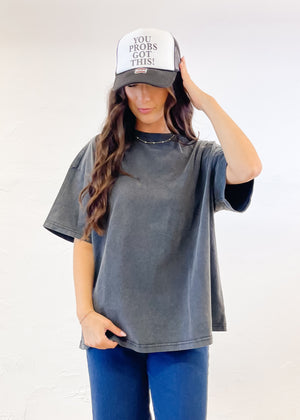 Let It Out Oversized Basic Tee | Black