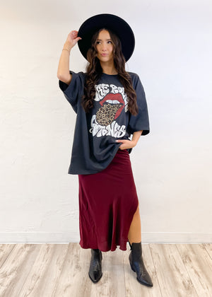 Livy Lu Leopard Rolling Stones Graphic Tee | Smoke