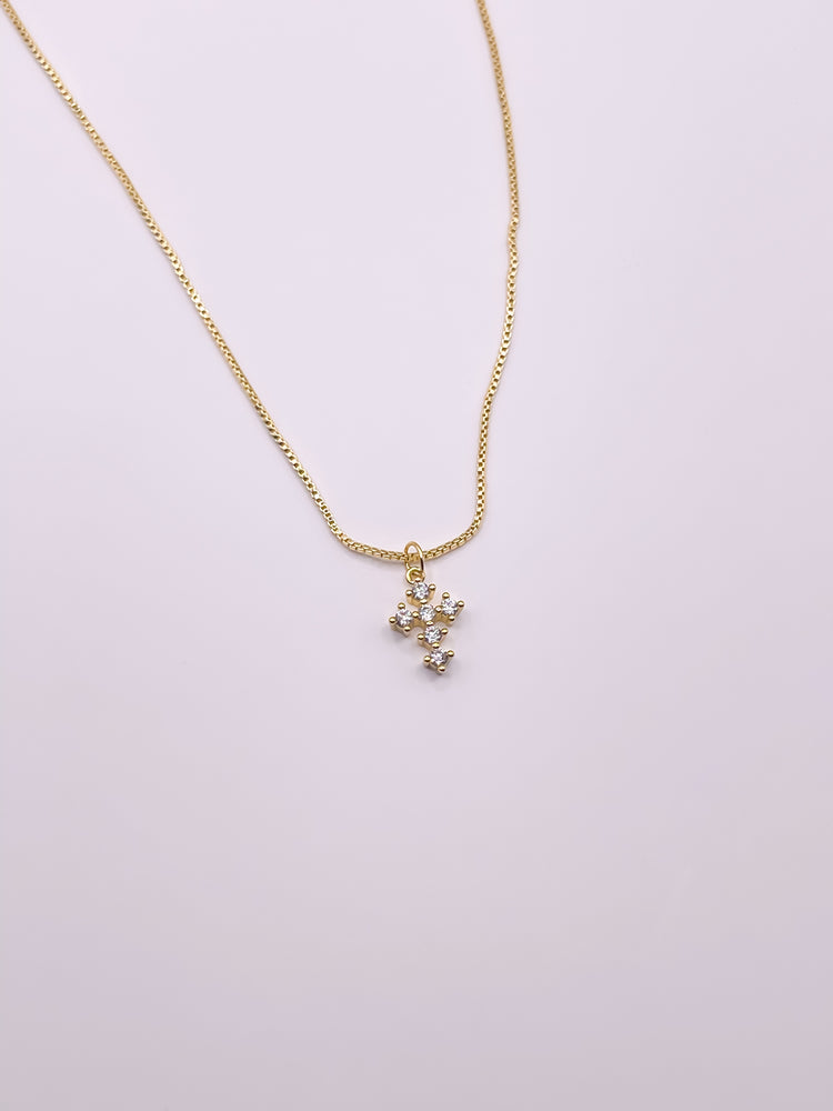 Haute Mess Jewelry Gold Rhinestone Cross Necklace