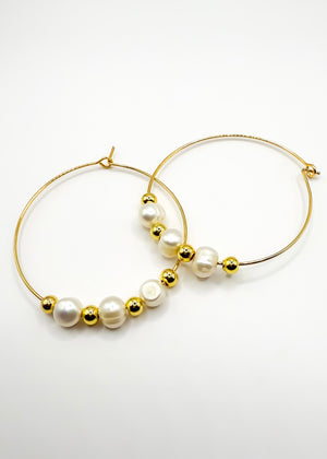 Haute Mess Pearl And Beaded Hoop