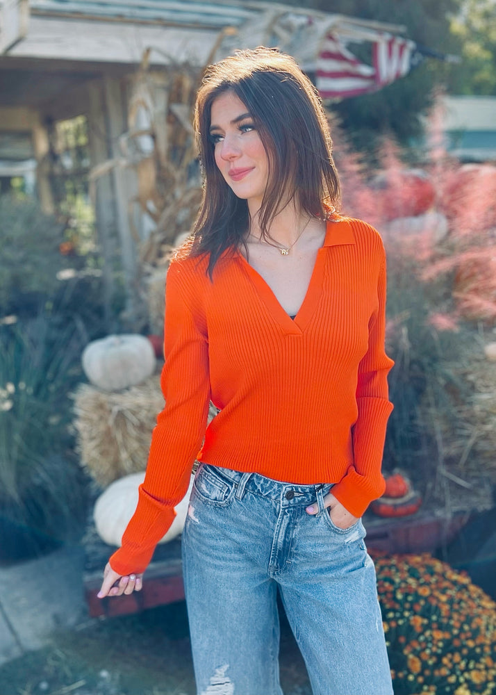 Velma Knit Top | Bright Orange