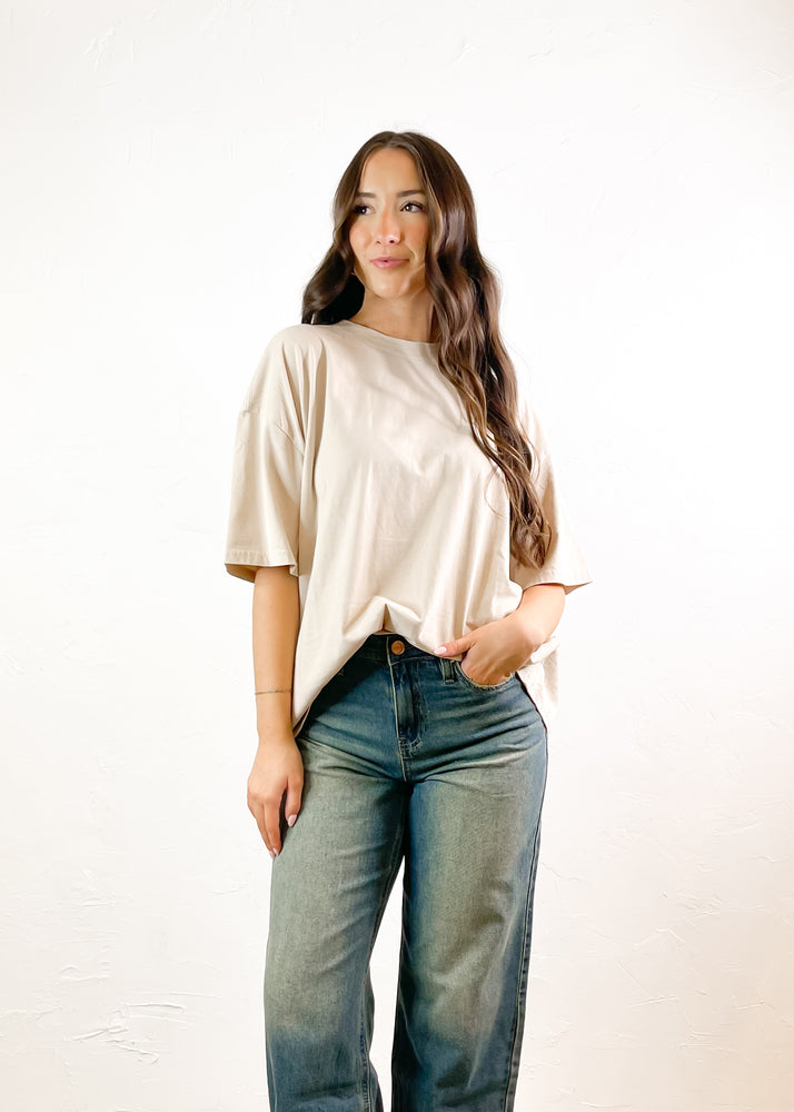 Let It Out Oversized Basic Tee | Almond Milk