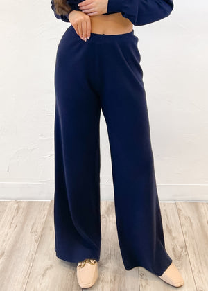 FRNCH Rani Knit Trousers | Bleu Marine