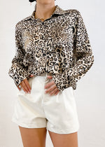 Miss Extra Satin Button Up Blouse | Leopard