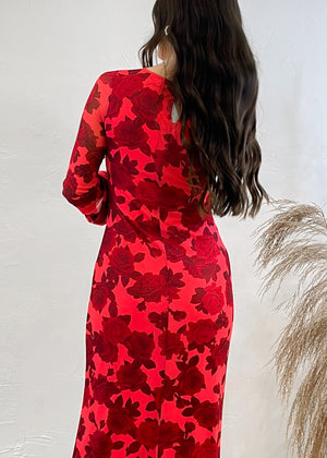 Provence Bloom Floral Maxi Dress | Red