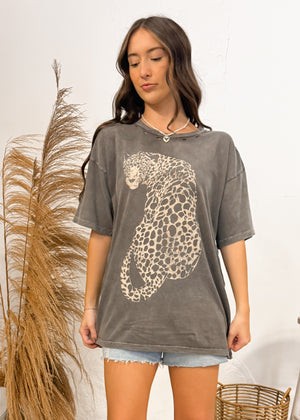 Leopard Graphic Tee | Vintage Grey