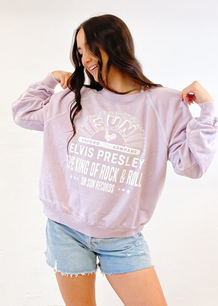 Recycled Karma Sun Records X Elvis Presley King Of Rock Sweatshirt | Lilac