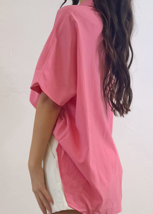 The Kamree Oversized Button Up Top | Pink