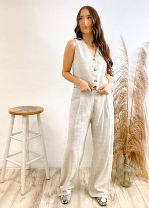 ILLA ILLA Pin Striped Vest & Pant Set | Natural