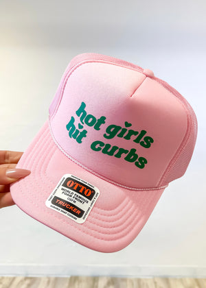 Hot Girls Hit Curbs Trucker Hat | Light Blue