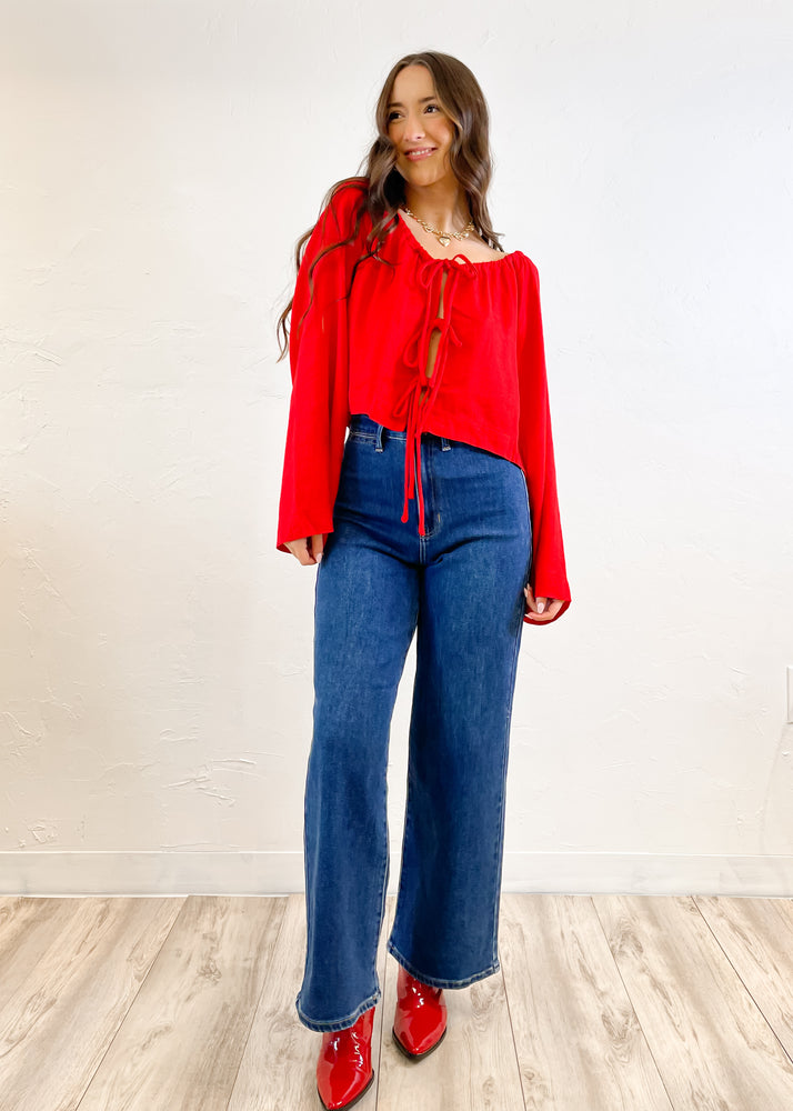 Sweet On You Linen Blouse | Red