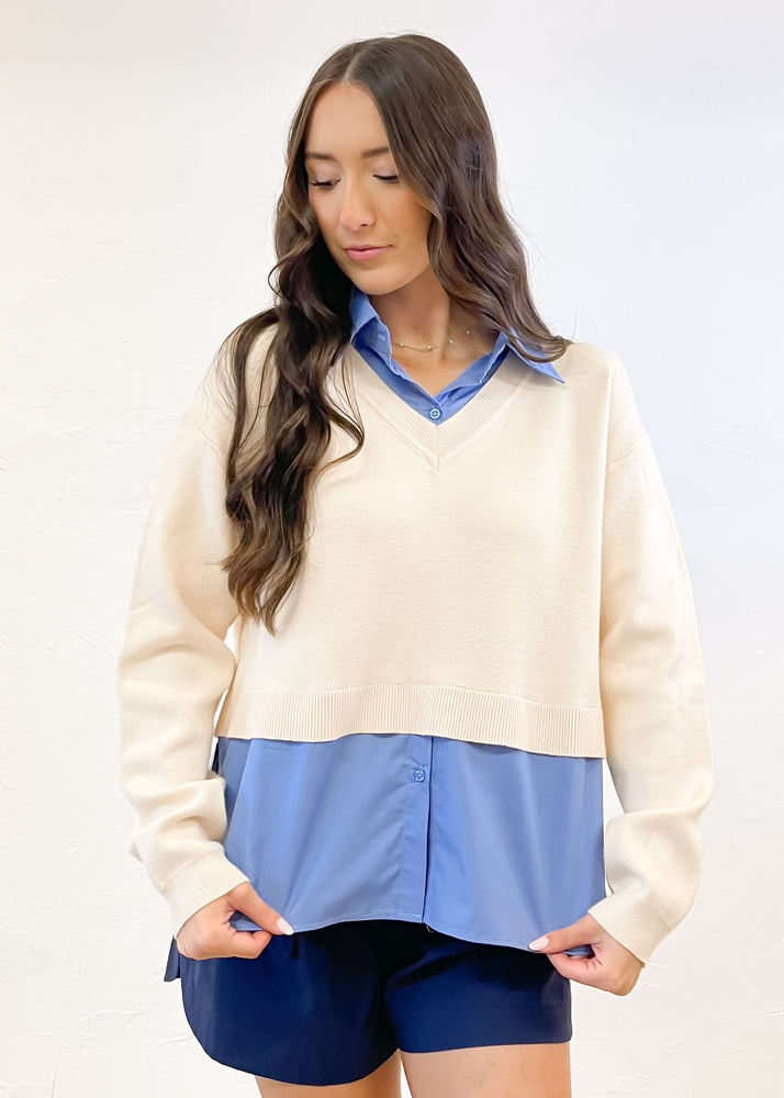 Easy Going Sweater Vest Blouse | Cream