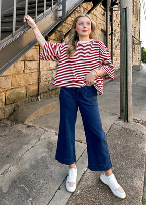 Velvet Heart Alyx Cropped Wide Leg Pant | Dark Blue