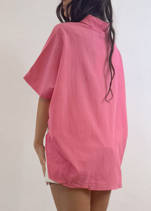 The Kamree Oversized Button Up Top | Pink