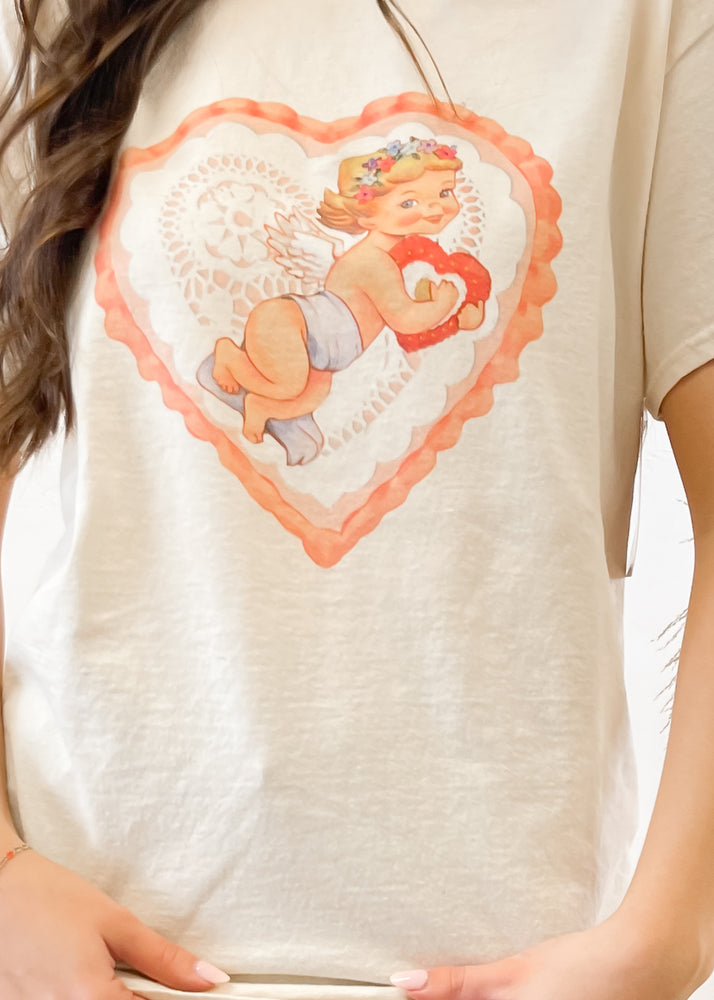 Livy Lu Cupid Heart Graphic Tee | Off White