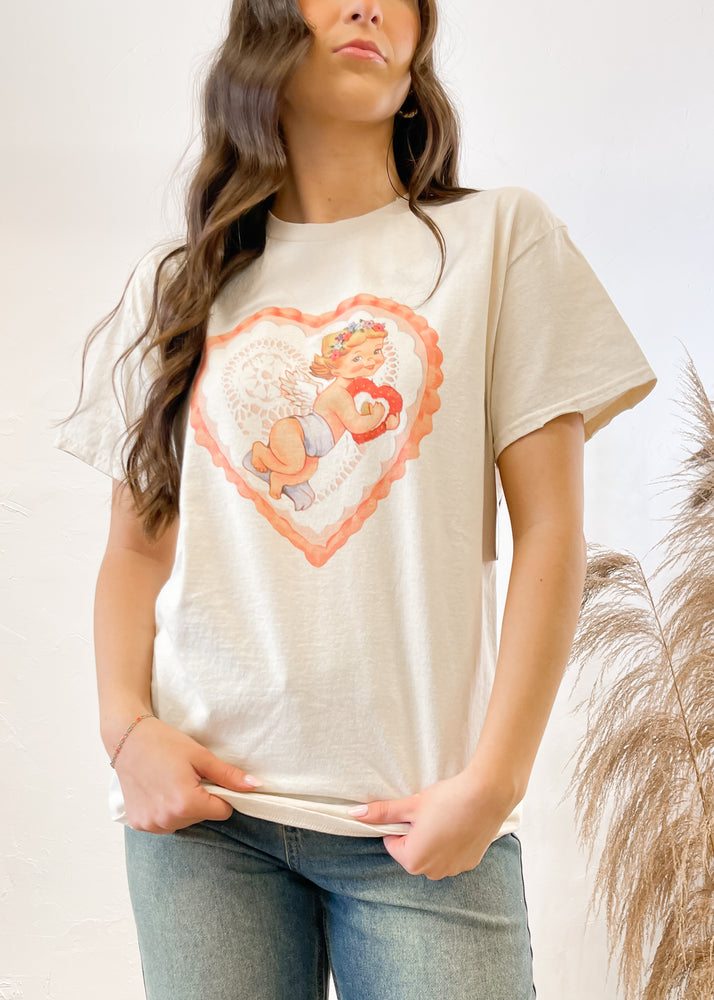 Livy Lu Cupid Heart Graphic Tee | Off White