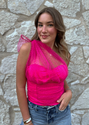 She's All That Strapless Tie Top | Hot Pink