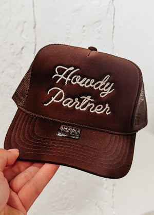 Hats By Madley Trucker | Howdy Partner | Brown