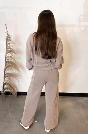 Vintage Havana Chai Latte Stripe Fleece Pant | Chestnut