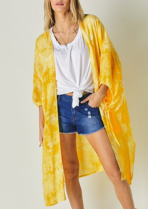 Beaming Tie Dye Kimono | Yellow