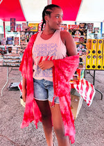 Beaming Tie Dye Kimono | Red